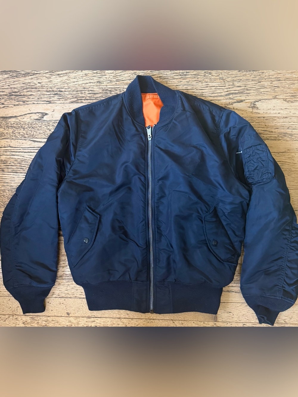 Alpha Industries Reversable Navy/Orange Bomber Jacket , L
